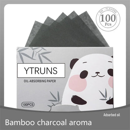 100pcs Fragrance Oil-Absorbing Face Paper - Green Tea, Gardenia, Chamomile, Lavender, Rose & Bamboo Charcoal Blotting Sheets