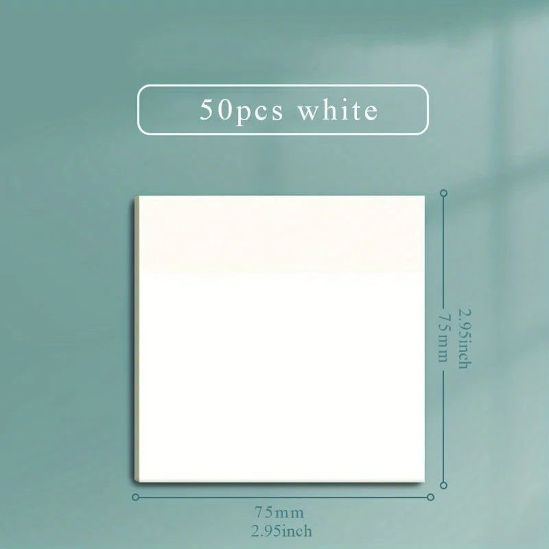 50 Sheets Transparent Waterproof Sticky Notes – Self-Adhesive Memo Pads for School & Office Use, Clear Stationery Notepad Supplies