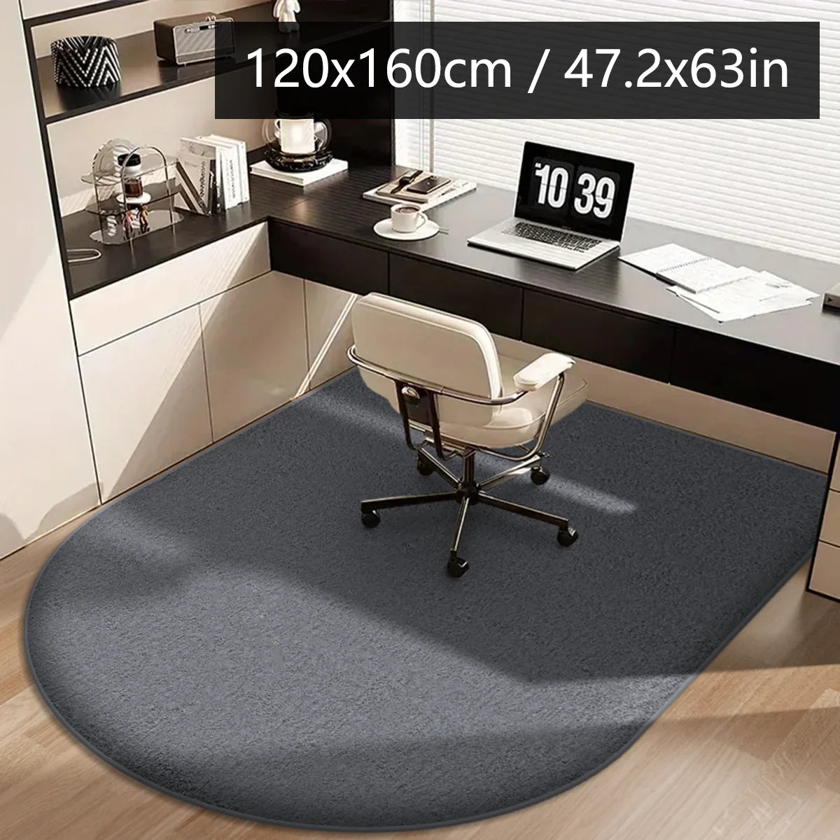 Solid Color Flannel Chair Mat – Thickened Soft Floor Carpet for Computer Desk, Swivel Chair, Study & Dressing Table Use