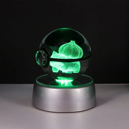 Pokémon 3D Crystal Ball LED Night Light – Pikachu Gengar Eevee Mewtwo Pokéball Base Lamp Kids Birthday & Home Decor Gift