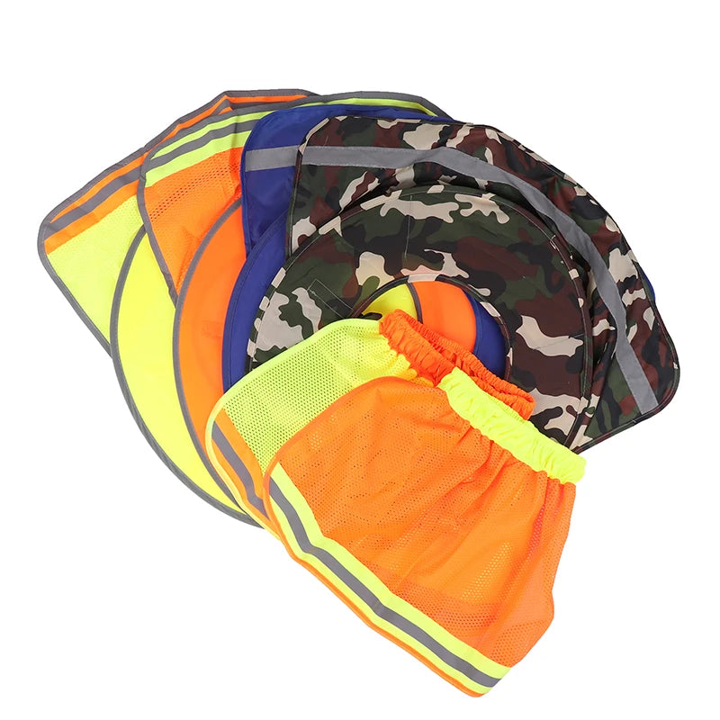 Attachable Sun Shade Hard Hat Brim with Neck Shield - High Visibility Reflective Stripe for Outdoor Safety