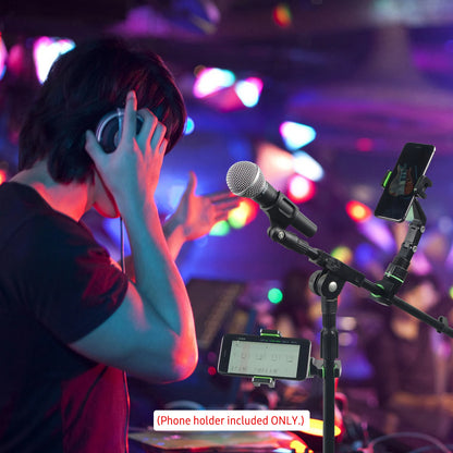 360° Rotatable Phone Holder for Guitar & Mic Stand — Includes 10 Picks and Cleaning Cloth