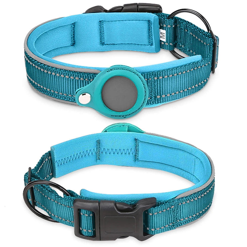 Reflective Padded AirTag Dog Collar – Integrated AirTag Holder for Small, Medium & Large Dogs