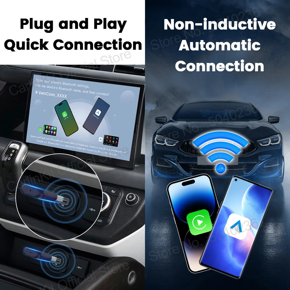 CarlinKit Wireless CarPlay & Android Auto Adapter - OEM Car Upgrade with WiFi & Bluetooth