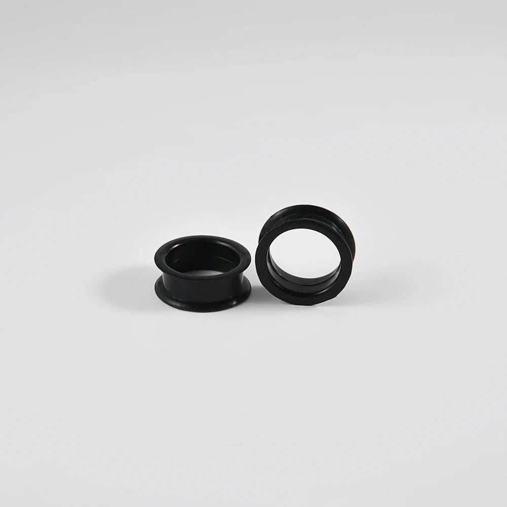 Pair of Supersize Black Silicone Double Flared Ear Tunnel Plugs — Flesh Gauge Expander Stretchers for Piercing