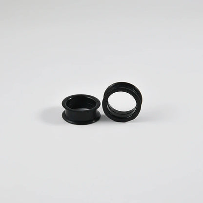 Pair of Supersize Black Silicone Double Flared Ear Tunnel Plugs — Flesh Gauge Expander Stretchers for Piercing
