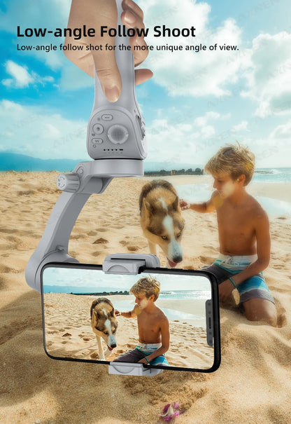 3 Axis Handheld Gimbal Stabilizer with Fill Light – Smartphone Stabilizer for iPhone & Android, Face Tracking, TikTok, Vlog – HQ6