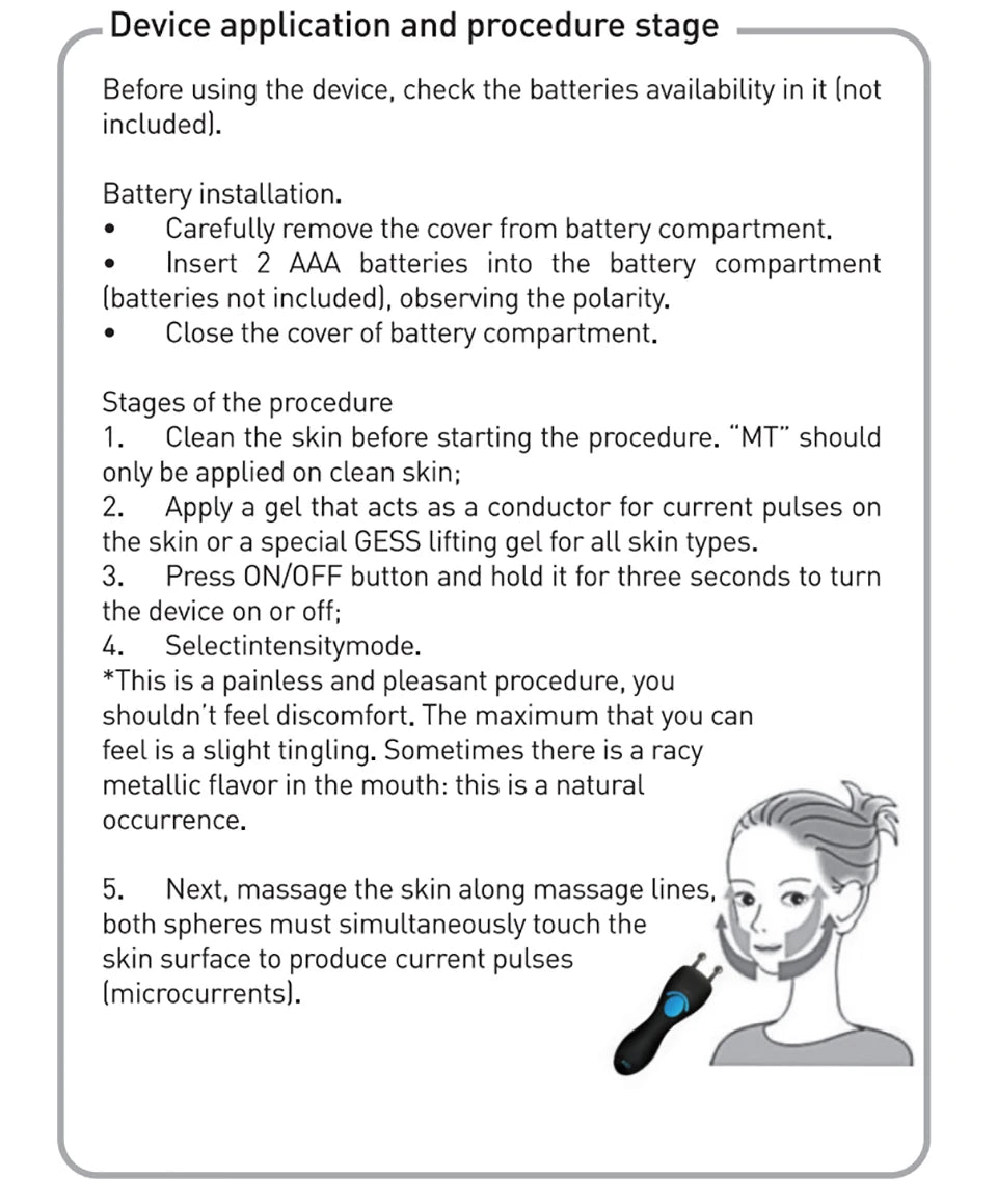 GESS Microcurrent Facial Device — Anti-Aging Face & Neck Massager for Home and Office Skin Care