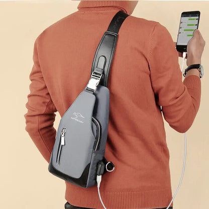 Men's Waterproof Oxford Chest Bag – Korean Style Casual Sport Crossbody Shoulder Messenger Bag