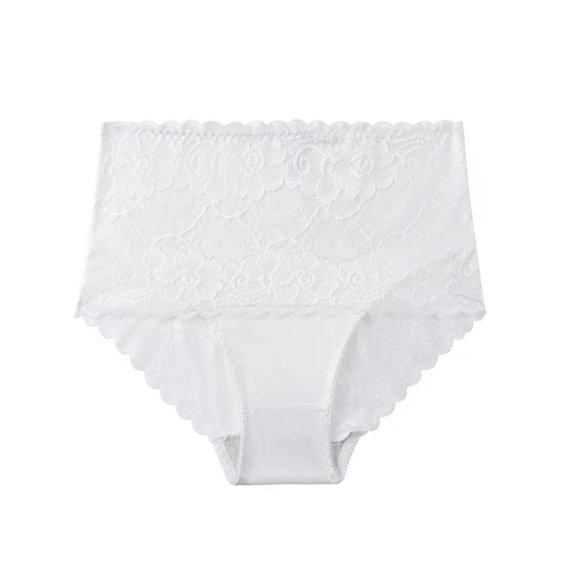 Women’s Plus Size High-Waist Lace Panties - Stretchy Breathable Briefs for Comfortable Everyday Wear