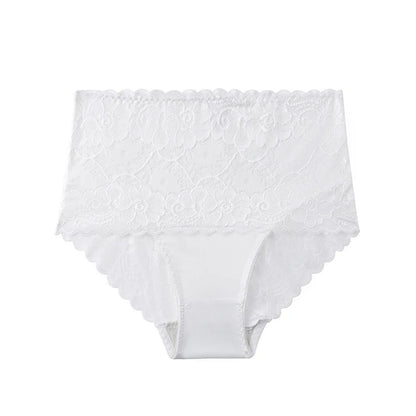 Women’s Plus Size High-Waist Lace Panties - Stretchy Breathable Briefs for Comfortable Everyday Wear