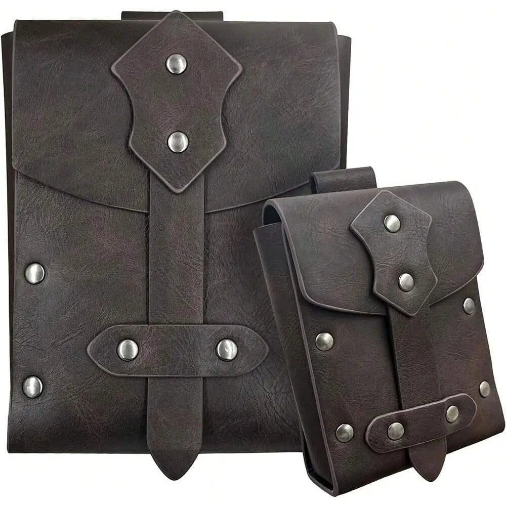 Medieval Belt & Pouch Accessory Set – Renaissance Viking Waist Bag, Wide Vintage Belt for Halloween, 1/2/3pcs