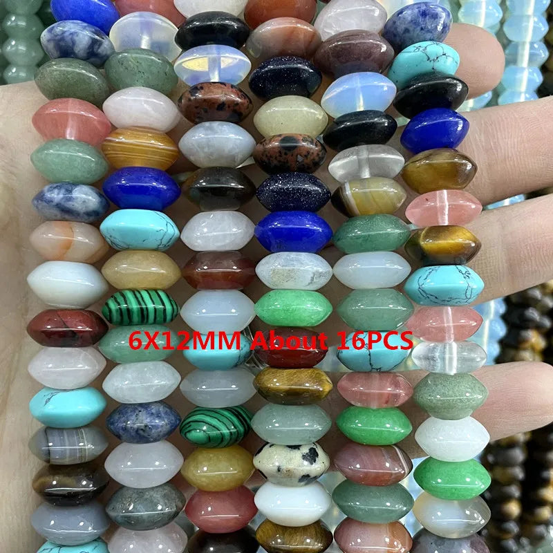 Natural Gemstone Beads - Agate Quartz Turquoise Faceted Rondelle Spacer Beads for DIY Jewelry Making & Bracelets