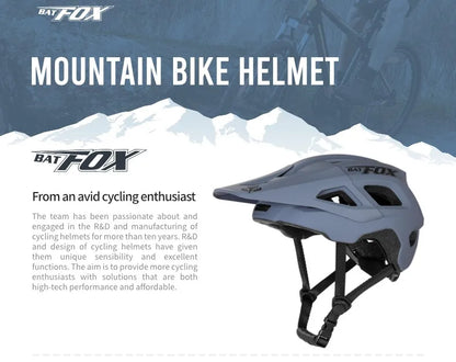 BATFOX Matte Black MTB Bike Helmet – Men's Mountain Bike Cycling Helmet Casco Ciclismo