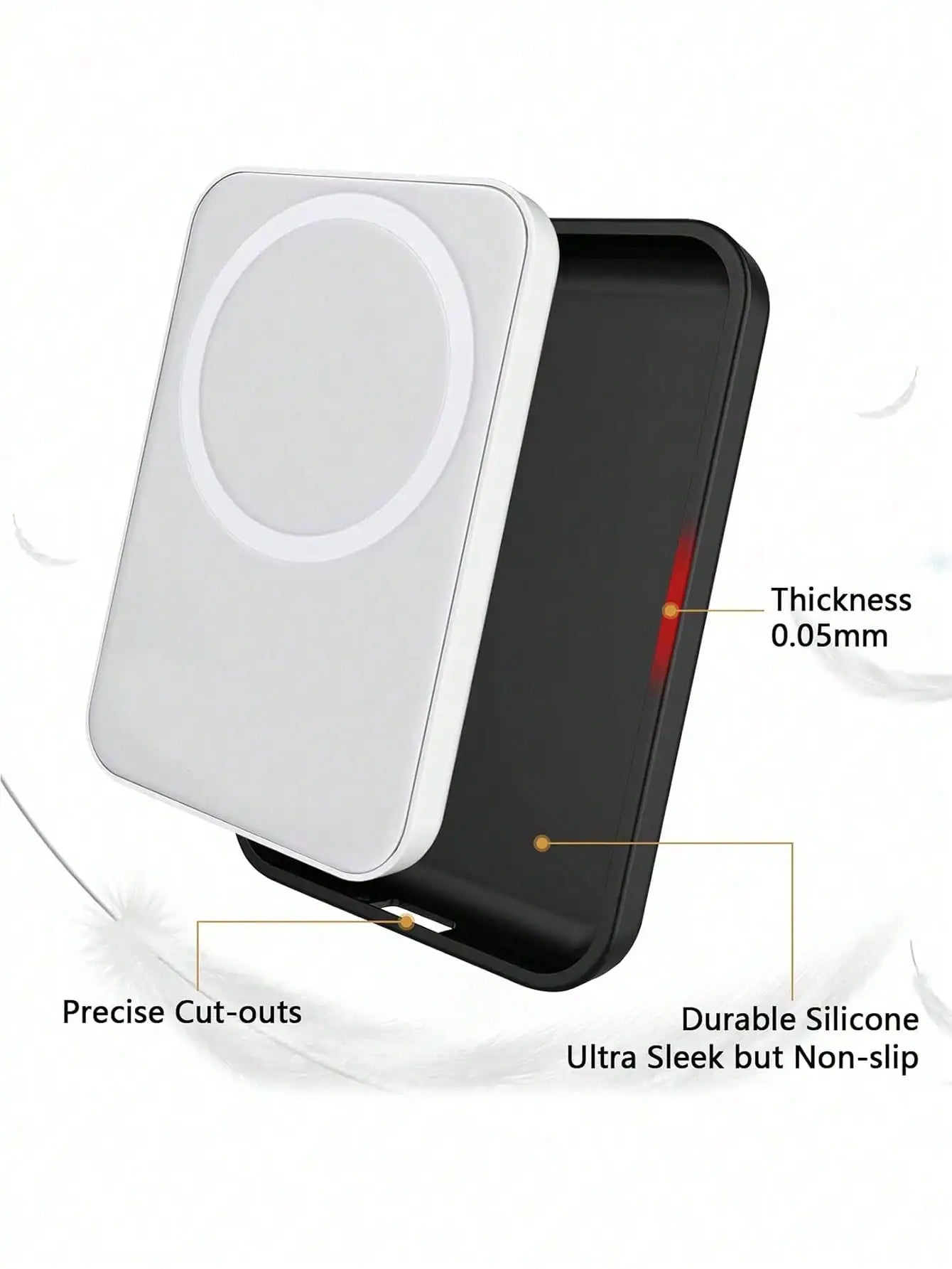 Black TPU Charging Case - Protective Cover for Apple MagSafe Wireless Power Bank
