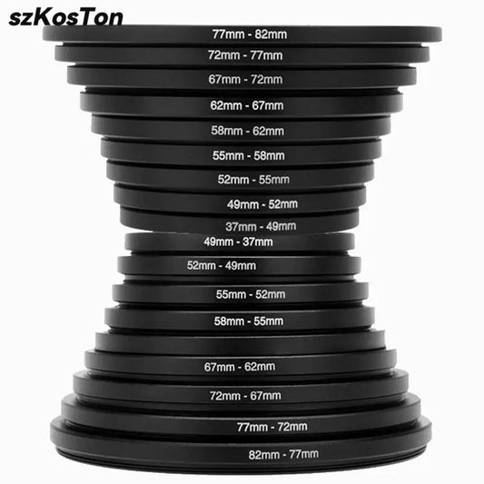 9/18 Pcs Camera Lens Filter Step Up & Down Adapter Rings — Metal Filter Mount Kit for DSLR 37-82mm & 82-37mm
