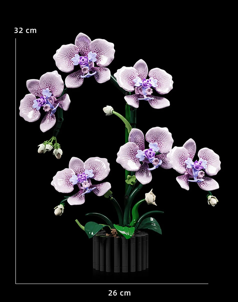 Orchid Cymbidium Building Blocks Set – DIY Potted Phalaenopsis Flower Simulation Toy for Valentine’s Gift