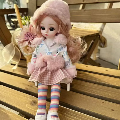 2025 Winter BJD Doll Clothes Set – 6-Point 30cm Doll Jacket & Dress Outfit