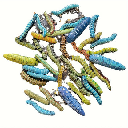 Spooky Caterpillar Hair Clips 6-Piece Set - Durable Plastic Halloween & Prank Party Accessories
