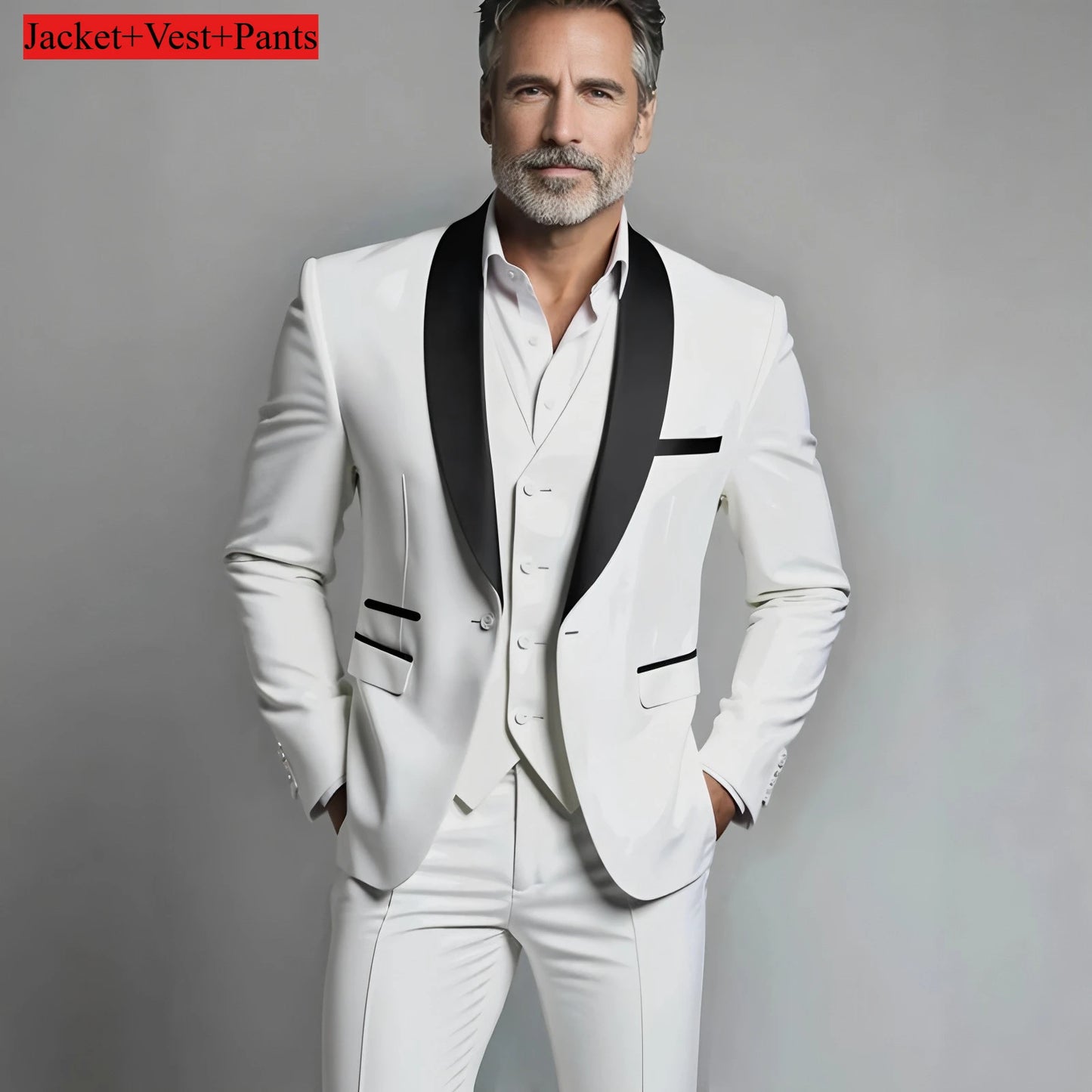 Men's Slim Fit Tuxedo Suit Set - Elegant Black Formal Suit for Weddings, Business & Special Occasions