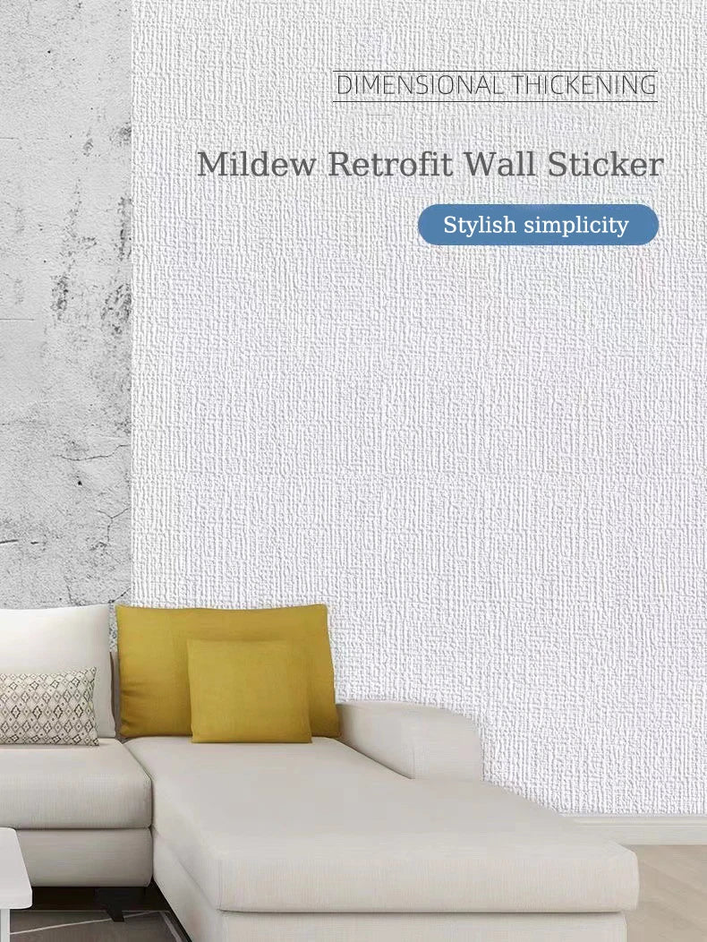 50cm x 10m Linen 3D Foam Self-Adhesive PVC Wallpaper - Solid Color, Thickened Waterproof Wall Stickers for Renovation