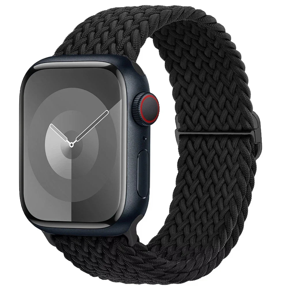 Braided Solo Loop Apple Watch Ultra Band – Elastic Nylon Adjustable Strap for iWatch SE, Series 3–9 (38mm–49mm) Bracelet Band