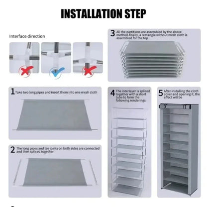 Multilayer Dustproof Shoe Storage Rack – Space-Saving Nonwoven Shoe Cabinet & Organizer for Home Furniture