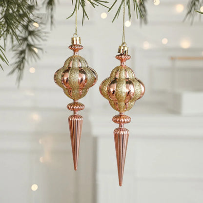 2PCS Red & White Christmas Hanging Ornaments – Plastic Santa Claus Tree Decorations for Holiday Party & Festival Supplies