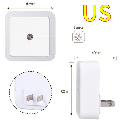 LED Night Light – Smart Motion Sensor Mini Wall Lamp, EU/UK/US Plug for Bedroom, Hallway, Corridors, Stairs, Bedside