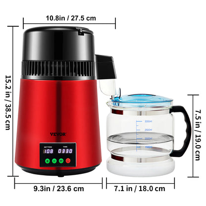 SucceBuy 4L Water Distiller – Home Purifier with 1L/H Distilling Speed & Touch Screen