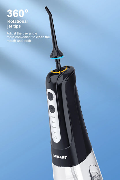 INSMART Portable Oral Irrigator – 300ml Waterproof Dental Water Flosser for Teeth Cleaning & Whitening