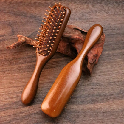 Natural Wooden Comb – Anti-Static Meridian Massage, No-Snag Wide Tooth Comb for Straight & Curly Hair for Women & Girls