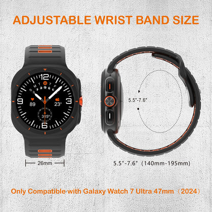 Sports Silicone Strap for Samsung Galaxy Watch Ultra 2025 — Soft Two-Color No-Gap Band for 47mm Galaxy Watch 7 Ultra
