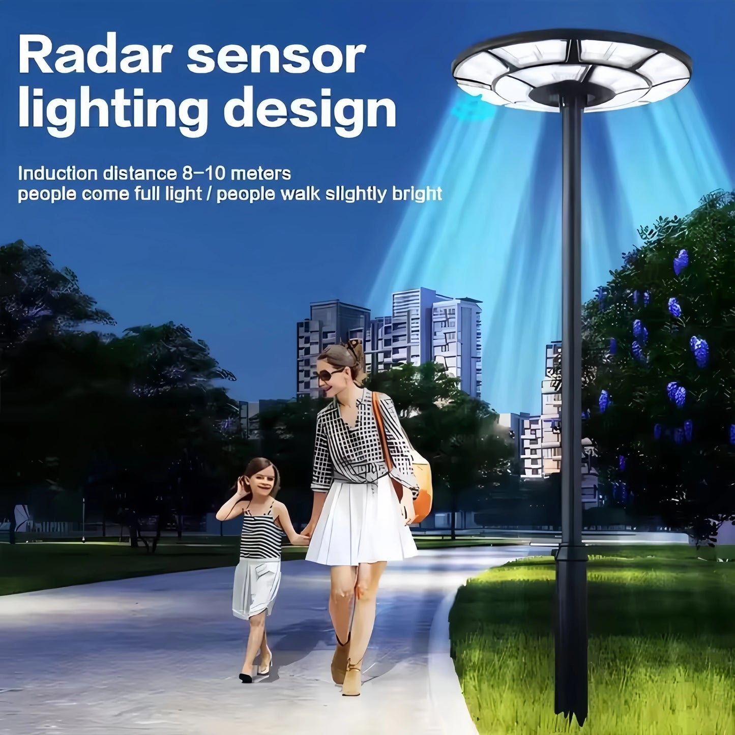 IP65 Solar Outdoor Light - Radar Motion Sensor with 4000mAh Rechargeable Battery