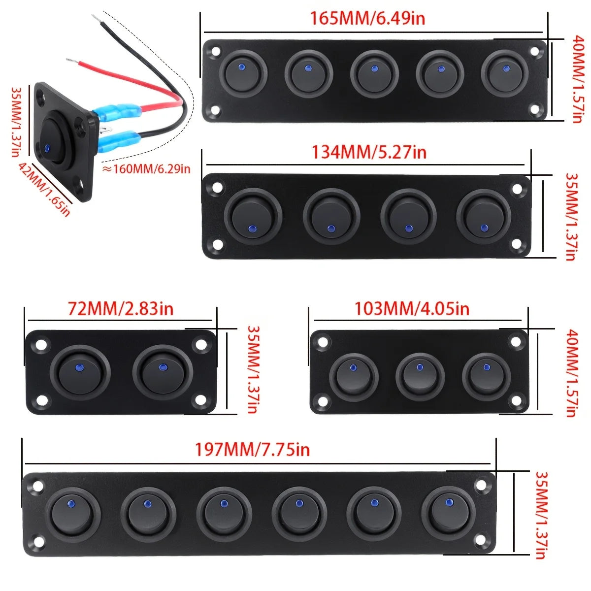 20A Blue Circular Joystick Switch Panel – 3-Pin Waterproof 12V for Cars, Trucks, Boats, RVs, Yachts