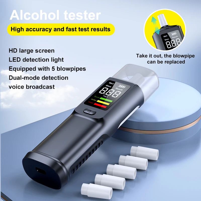 Portable Non-Contact Breathalyzer – Automatic Alcohol Tester with Voice Broadcast and LED Display for Personal Use