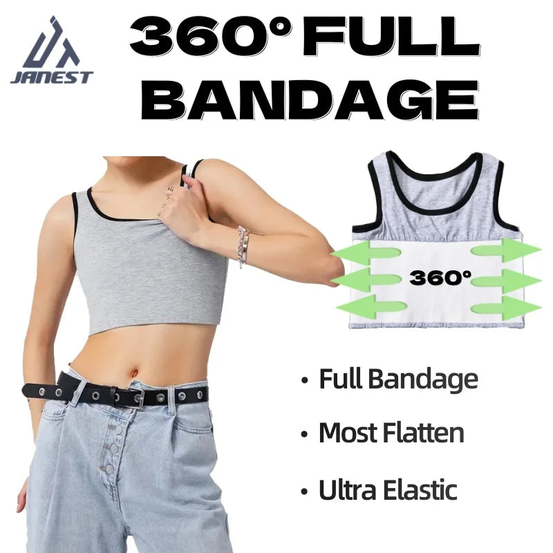 Bandage Chest Binder – Cotton Trans & Tomboy Breast Binder, Super Flat Underwear Sportswear for Lesbian & Gender Expression