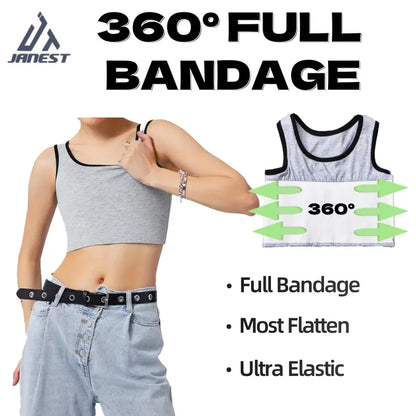 Bandage Chest Binder – Cotton Trans & Tomboy Breast Binder, Super Flat Underwear Sportswear for Lesbian & Gender Expression