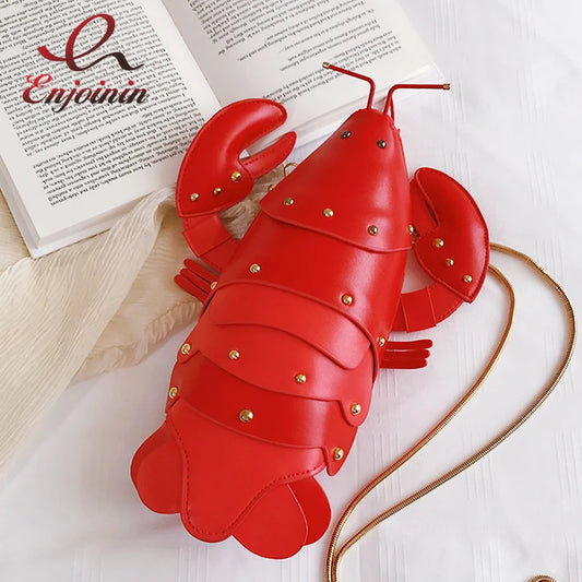 Cute Lobster Style Crossbody Mini Bag — PU Leather Chain Purse for Girls & Women Shoulder Clutch 2021