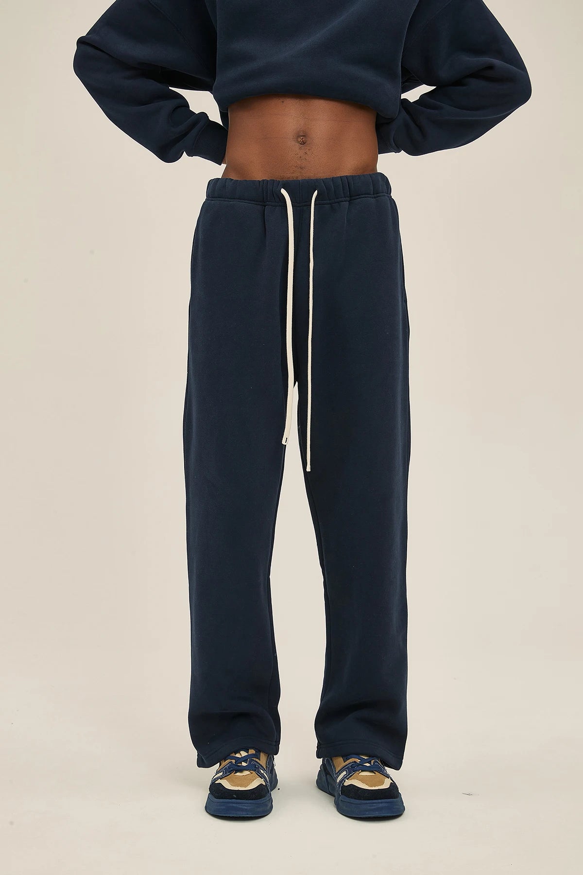 Straight-Lined Solid Color Cashmere Sweatpants – Soft Cozy Lounge Pants