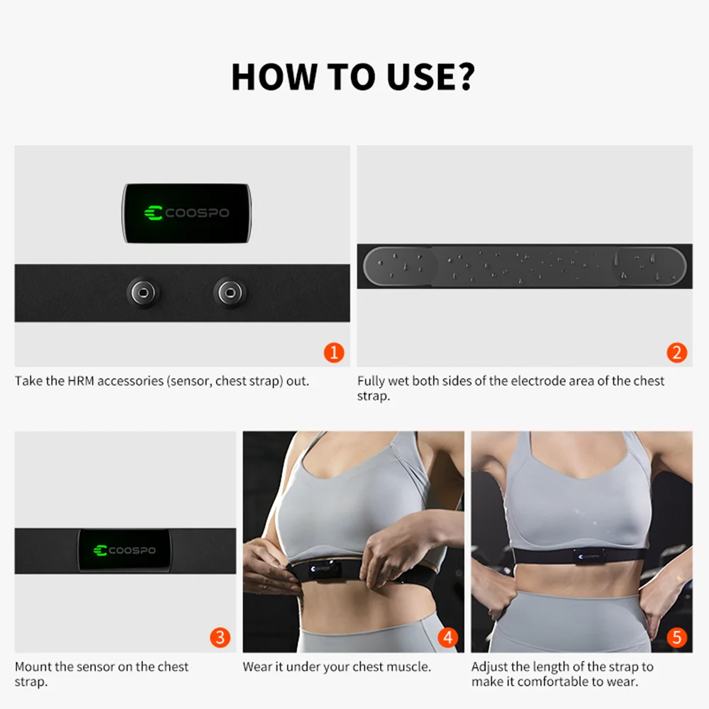 COOSPO H9Z Bluetooth Heart Rate Monitor Chest Strap — ANT+ HRM Waterproof for Garmin, Wahoo, Zwift