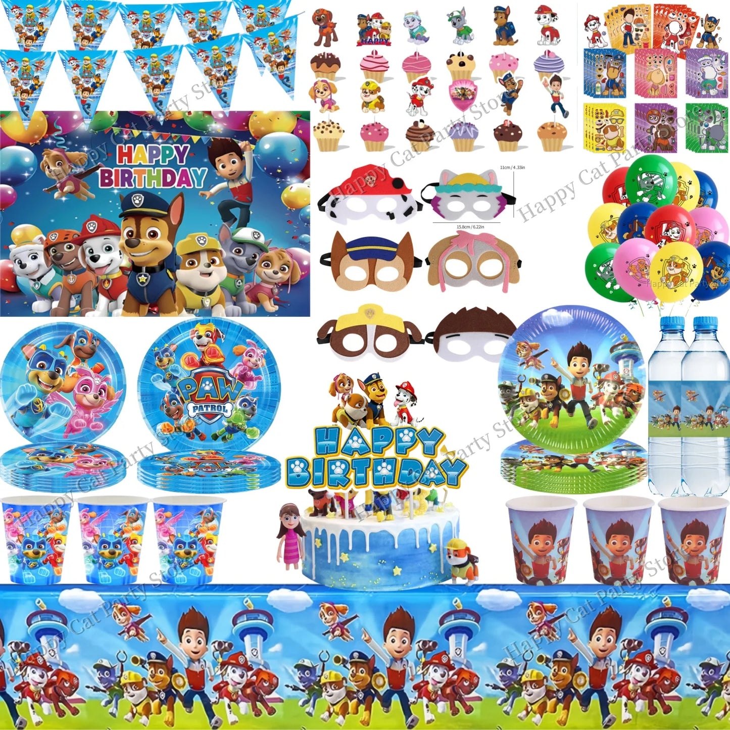 PAW Patrol Birthday Party Supplies Set – Tablecloth, Plates, Cups & Balloons Kids Party Decor for Birthday, Baby Shower & Favors