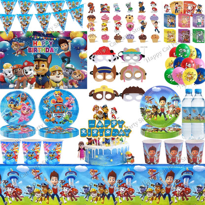 PAW Patrol Birthday Party Supplies Set – Tablecloth, Plates, Cups & Balloons Kids Party Decor for Birthday, Baby Shower & Favors
