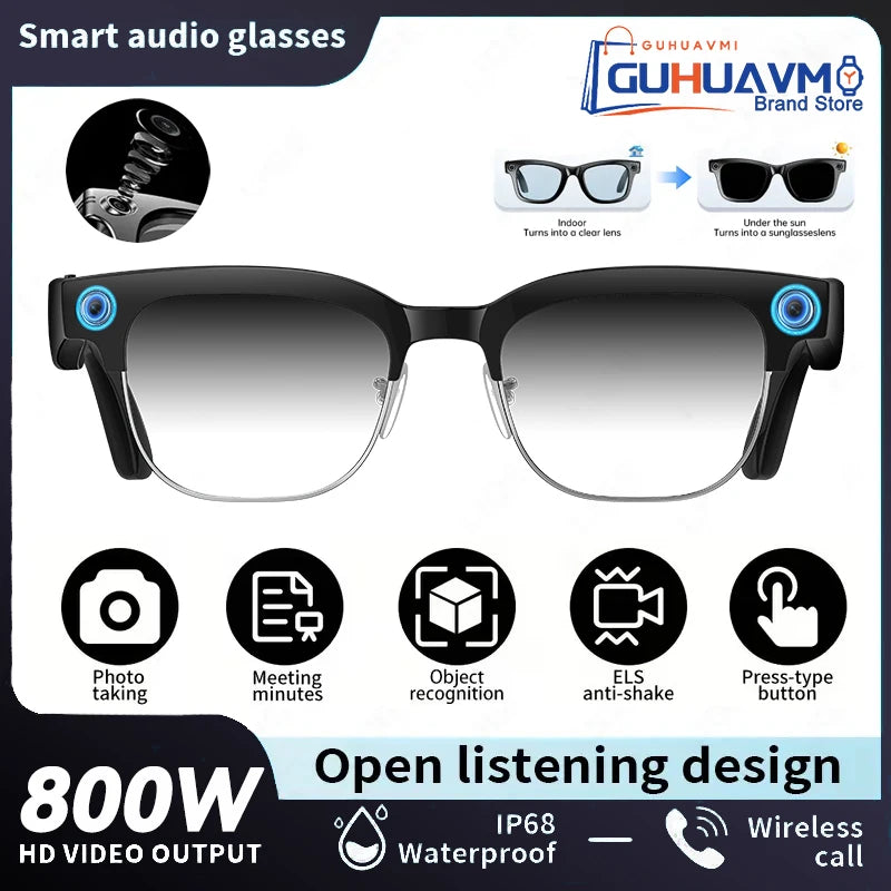 2026 AI Smart Glasses with 120+ Language Translation – 800W Camera, 8K Video, Music & Call Functions, Color-Changing Business Glasses for Men