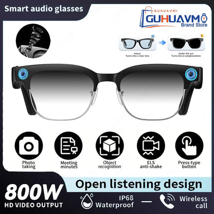 2026 AI Smart Glasses with 120+ Language Translation – 800W Camera, 8K Video, Music & Call Functions, Color-Changing Business Glasses for Men