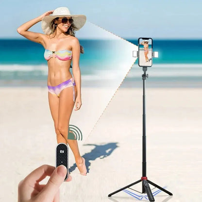 Xiaomi Tripod Selfie Stick – Bluetooth Mobile Tripod Stand with Remote Control, Ring Light & Telescopic Rod