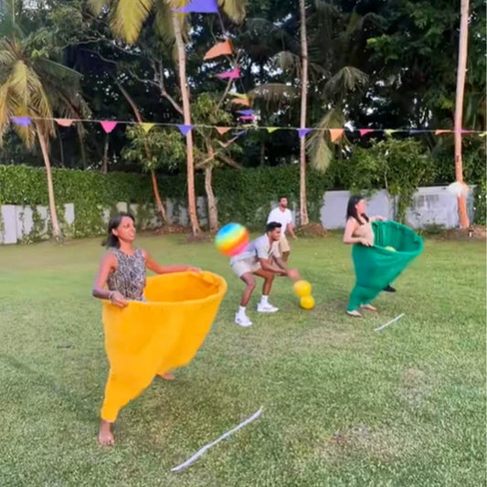 Giant Outdoor Yard Game Set — Kid, Adult & Granny Pants Marker Cones with Sensory Tossing Ball for Family Reunions and Field Games