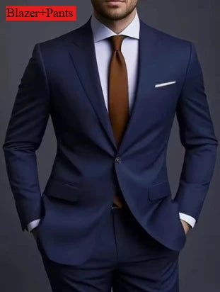 2026 Luxury Men's 2-Piece Suit Set - Elegant Slim Fit Wedding Groom Tuxedo & Casual Formal Wear