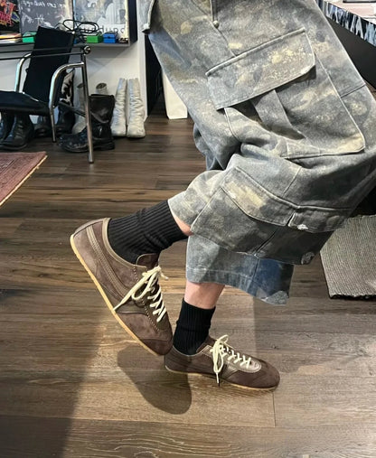 Real Leather German Training Shoes for Women — 2025 Retro Fashion Four Seasons Running & Casual Forrest Gump Style Sneakers