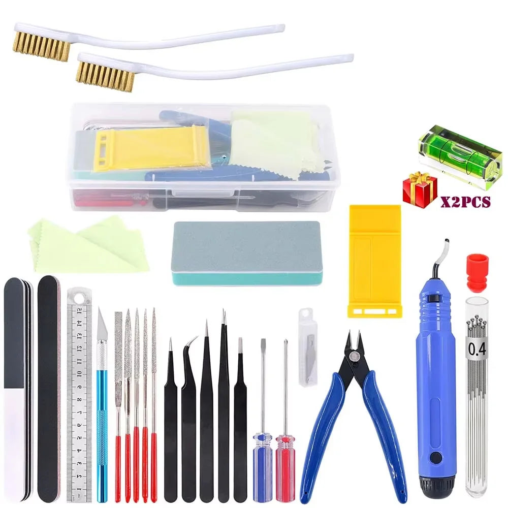 3D Printer Tool Kit – Electronic Wire Pliers, Trimming Knife, Scraper, Deburring Cutter & Tweezers Set
